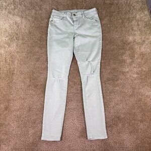 Old Navy Womens Size 6 Rockstar Skinny Mid Rise Green Denim Jeans 28x29 E766